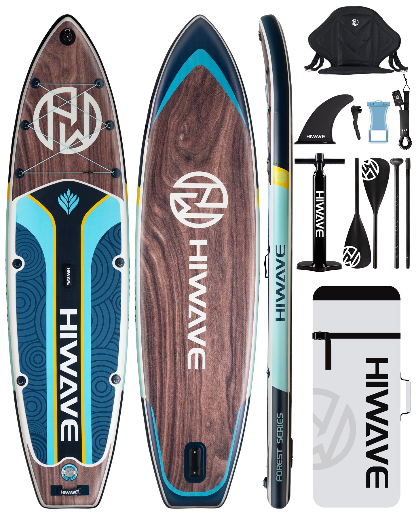 ➤ HIWAVE DEEP WOOD 11" × 34" × 6" felfújható SUP deszka
