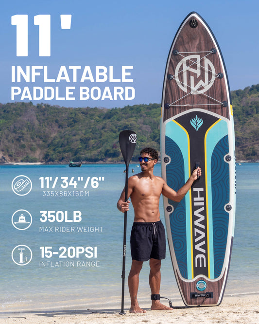 ➤ HIWAVE DEEP WOOD 11" × 34" × 6" felfújható SUP deszka