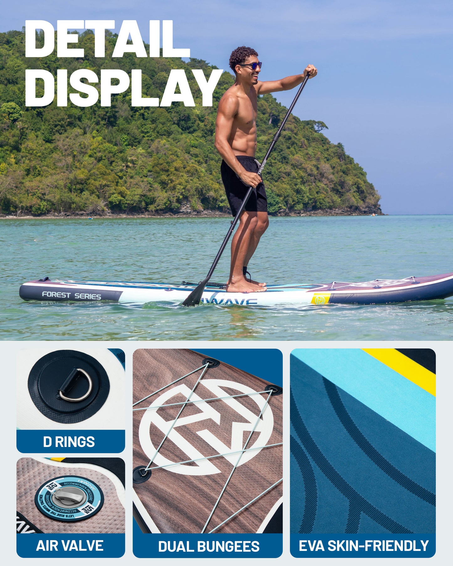 ➤ HIWAVE DEEP WOOD 11" × 34" × 6" felfújható SUP deszka