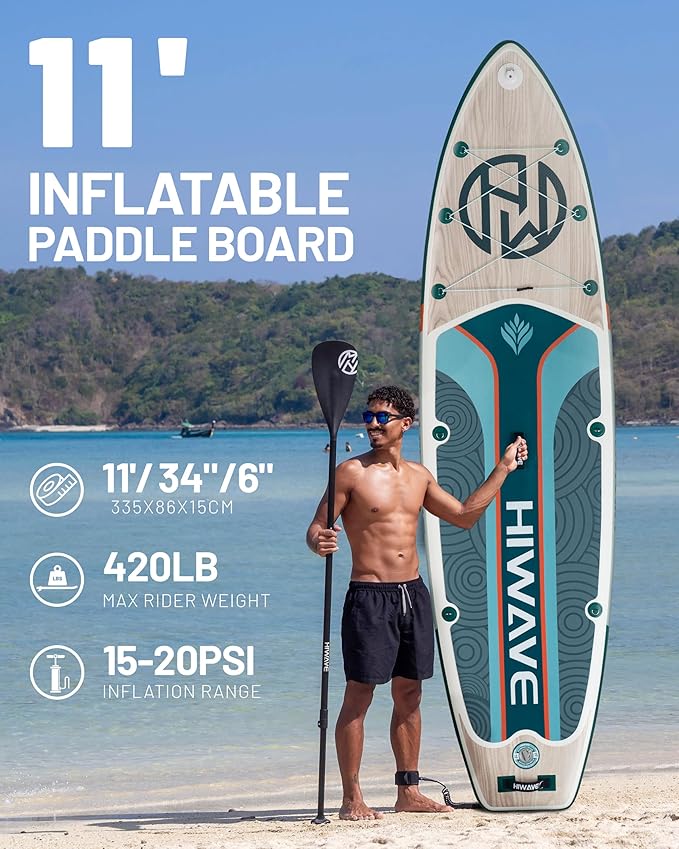 ➤ HIWAVE LIGHT WOOD 11" × 34" × 6" felfújható SUP deszka