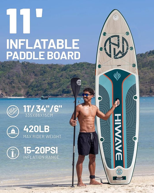 ➤ HIWAVE LIGHT WOOD 11" × 34" × 6" felfújható SUP deszka